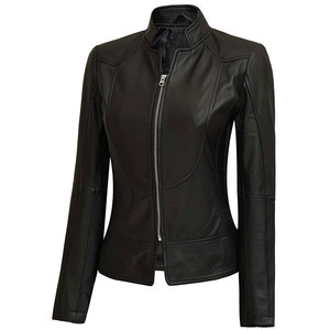 Women Classic Leather <b>Jacket</b> Genuine Leather Motorcycle <b>Biker</b> Coat Premium Fashion Outerwear OEM Wholesale Supplier - Product Image 1