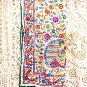 Dupatta Phulkari Hecha a Mano, Bufandas Hechas a Mano en Varios Colores y Diseños, Dupatta India Ligera, Regalo de Boda India - Product Image 1