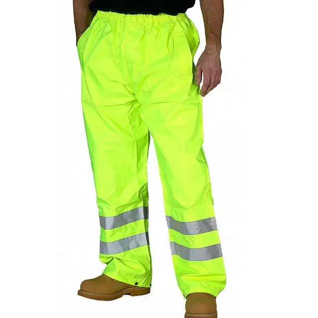 Hi Vis Mens Waterproof Flame Resistant Taped Rain Pants workwear