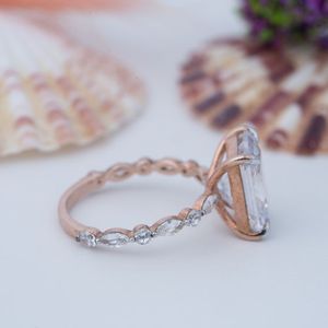 Pass Diamond <b>Tester</b> Luxury Jewelry 925 Sterling Silver Radiant Cut Rose <b>Gold</b> Plated Moissanite 4ct Wedding Engagement Women Ring - Product Image 4