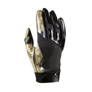 Gants de football personnalisés pour receveur, blancs et bleus, imprimés par transfert thermique, avec grip en silicone, longueur poignet, en nylon sportif - Product Image 6