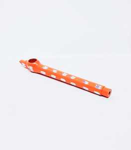 Pipe à fumer en céramique orange avec motif floral blanc, pipe Medwakh portable en métal Curio Craft pour Dokha. - Product Image 1