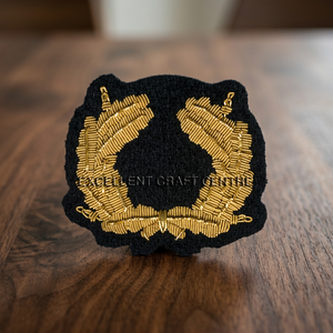 Custom Embroidered Gold Laurel Wreath <b>Sew</b>-On Fabric Patch For Uniform Garment - Product Image 4