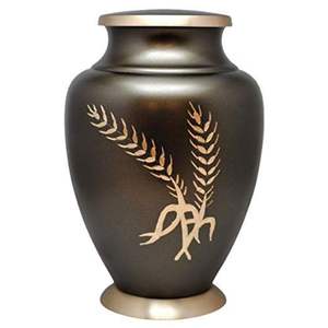 Premium Brass Metal Funeral Urn - <b>Large</b> Emerald Green Cremation Urns for Adults - Hand Engraved Decorative Memorial Vase Urn - Product Image 4