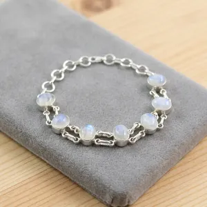 925 <b>Sterling</b> <b>Silver</b> Rainbow Moonstone Gemstone <b>Bracelet</b> Handmade Elegant Jewelry Wholesale Fashion <b>Bracelet</b> for Women - Product Image 3