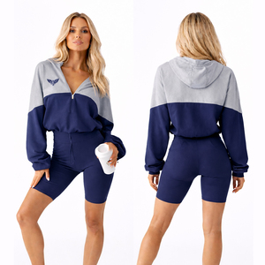 ชุดกางเกงขาสั้นสำหรับผู้หญิงแบบทูโทนสีชมพูม่วงสำหรับออกกำลังกายและพักผ่อน - Product Image 4