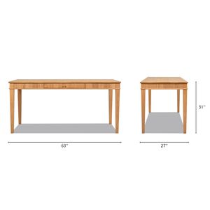 Dumont moderno casale 1 cassetto scanalato ufficio casa scrivania naturale biondo massello in legno di gomma e legno di gomma impiallacciato - Product Image 4