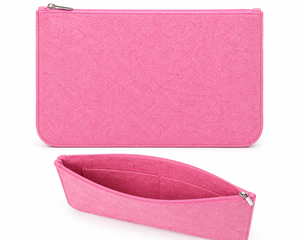 Pochette cosmétique en feutre rouge avec fermeture éclair, trousse de toilette rectangulaire, étui de rangement de voyage, pochette en feutre - Product Image 5