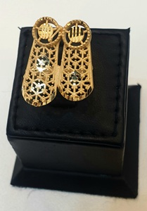Ensemble collier et boucles d'oreilles en alliage plaqué or pour femmes, style classique pour mariage - Product Image 4