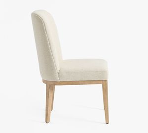 Silla de Comedor Tapizada con Patas de Madera, Silla Lateral Beige para Hogar y Restaurante, Muebles Indonesios - Product Image 4