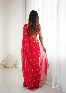 Sari en soie Fendy brodé de paillettes, ensemble avec pièce de blouse non cousue, tenue de fête et de festival, sari indien ethnique, vêtement régional - Product Image 6