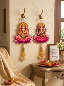 Calcomanía de Pared de MDF Laxmi Ganesh, Decoración Tradicional India para el Festival Diwali, Mandir Pooja, Hogar, Oficina, Ídolos de Dioses Hindúes - Product Image 4