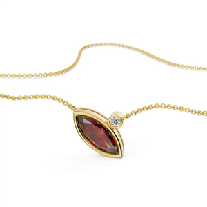 Collier pendentif grenat plaqué or 18 carats pour femme avec diamant rond serti clos et design goutte d'eau, chaîne serpent classique - Product Image 3