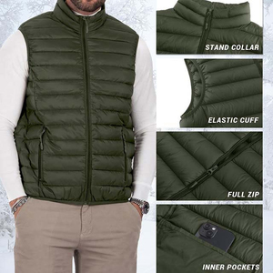 Winter Stand Collar Zipper Closure Two Front Zipper Pockets Water Resistant High Quality Cotton Polyester Men Reversible Puffer - Product Image 6