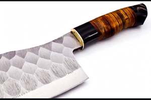 Couteau de chef forgé à la main avec manche empilé et finition diamantée - Product Image 3