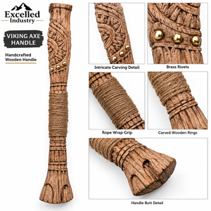 Hacha Vikinga de Acero al Carbono Hecha a Mano, Forjada a Mano, para Caza y Camping al Aire Libre, con Mango de Madera Grabado - Product Image 5