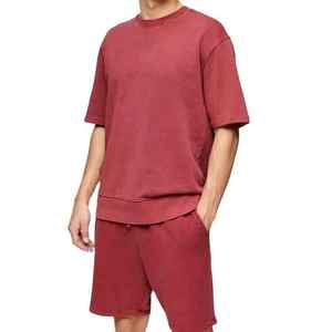 Ensemble short et t-shirt à manches courtes noir uni pour homme GENERSA SPORTS, taille élastique, léger, respirant, décontracté, été, en velours côtelé - Product Image 4