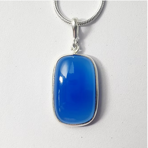 Colgante de Calcedonia Aqua Natural, Plata de Ley 925, Elegante Collar con Gema Azul, Joyería Hecha a Mano, Regalo para Mujer - Product Image 3