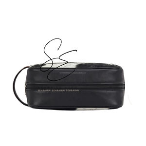 Tooled Leather Dopp Kit Cosmetic <b>Case</b> Zipper Toiletry Bag Portable <b>Makeup</b> Organizer Pouch with Handle - Product Image 3