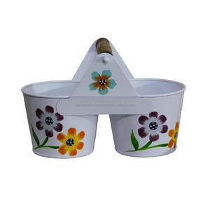 Seau rond en fer avec poignée et couleur blanche finie pour jardin Seau en métal avec poignée pour de nombreux usages - Product Image 5