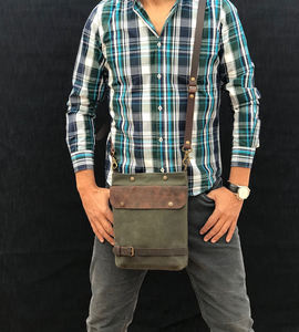 Sac bandoulière en cuir et toile, mode, imperméable, avec fermeture éclair, sac de poitrine, sac de voyage extérieur LCSB-0030 - Product Image 5