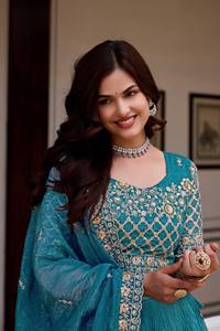 Nouvelle collection de lehenga choli de mariage avec dupatta ample et couleur bleu ciel rêveuse - Product Image 4