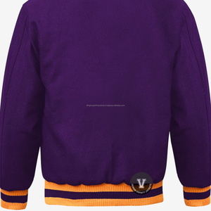 Veste d'université noire en pure laine pour hommes pour l'hiver Corps complet en laine/polyester Shell Denim Tissu bouffant imprimé enduit - Product Image 5