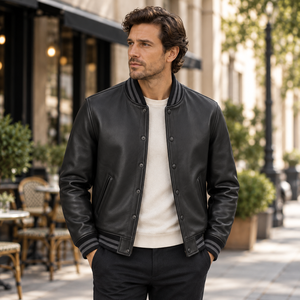 STITCH MASTER PRO INDUSTRIES Mens Premium Leather <b>Biker</b> <b>Jacket</b> Genuine Waterproof Coated Front Hooded Stand Customizable <b>Vintage</b> - Product Image 6
