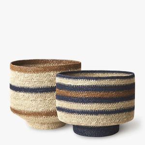 Best Selling Braided Seagrass Storage <b>Bins</b> Basket Neutral Stripe Pattern Handmade Eco Friendly Decorative Basket Wholesale Bulk - Product Image 2