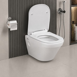 Inodoro de Cerámica Moderno de Una Pieza con Sifón en P, Descarga Rápida Tornado, Sin Borde, Suspendido en la Pared, Ecológico y Fácil de Limpiar para Villas y Baños - Product Image 2
