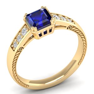 REYES Wholesale Factory Price 14K Gold 0.75 Carat Blue Sapphire Gemstone <b>Ring</b> GRA Certified Moissanite Jewelry For Women - Product Image 2