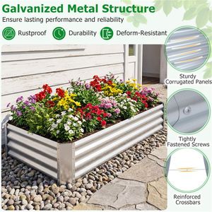 Galvanized Steel 6x3x1 Ft Raised Garden Bed Outdoor Planter Box for <b>Vegetables</b> Flowers Herbs-Flower <b>Pots</b> & Planters - Product Image 5