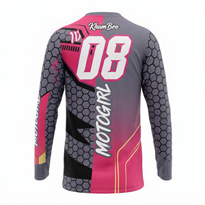 Jersey de Motocross Personalizado KhumBro para Mujer, Manga Larga, Rosa y Negro, Impresión por Sublimación, Secado Rápido, Camiseta de Carreras MX, Ropa de Motociclismo para Adultos - Product Image 5