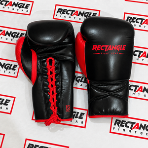 Gants de boxe rectangulaires à lacets, équipement d'entraînement professionnel pour le combat et le sparring, en cuir véritable, fabriqués à la main, pour adultes. - Product Image 1