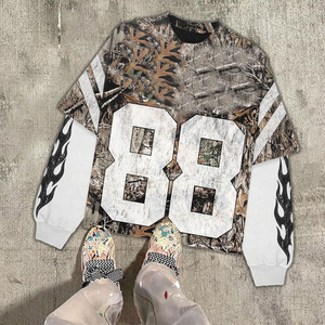 เสื้อยืดสตรีทแวร์ทรงโอเวอร์ไซส์ แขนยาว พิมพ์ลายสองชั้นแบบวินเทจ ซันเฟด ทรงบ็อกซี่ น้ำหนัก 280 กรัม ดีไซน์สั่งทำพิเศษ ปี 2026 - Product Image 4