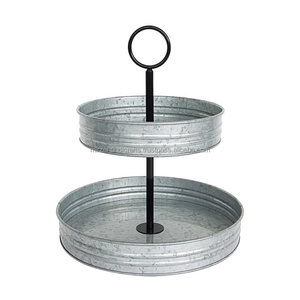 High Quality Galvanized Metal 2 Tiered Stand resin epoxy mold Handle and <b>wooden</b> base for Bar Party <b>Birthday</b> Celebration - Product Image 2