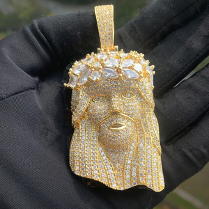 จี้พระเยซูแบบ Iced Out ประดับเพชรโมอิสซาไนต์ ชุบทอง เครื่องประดับฮิปฮอป - Product Image 4