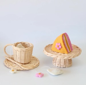 Factory cost natural pretend play kitchen <b>toys</b> high quality rattan cooking set bakeware <b>tool</b> <b>toy</b> - Product Image 5