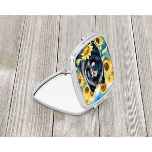 Miroir de maquillage de voyage pliant compact pour femmes filles Chow Chow tournesols cadeau de poche décoratif pratique pour le maquillage - Product Image 2