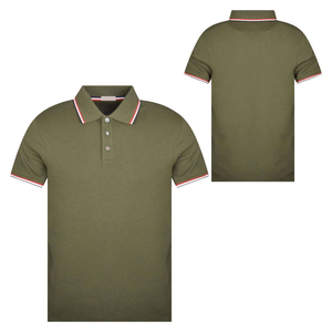เสื้อกอล์ฟผู้ชายสีดำ แขนสั้น ผ้าโพลีเอสเตอร์ถัก ระบายอากาศ แห้งเร็ว มีกระเป๋าติดกระดุมด้านหน้า พร้อมโลโก้  แบบลำลอง - Product Image 1