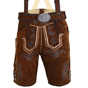 Pantalones Cortos Bávaros de Cuero de Gamuza con Bordado para Hombre, Cintura Media, Estilo Trachten, para Oktoberfest - Product Image 1