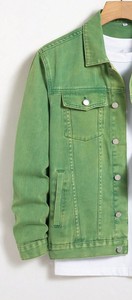 แจ็กเก็ตยีนส์ผู้ชายขอบเสื้อเปิดกระดุมปิดทรงหลวมสไตล์ลำลอง - Product Image 3
