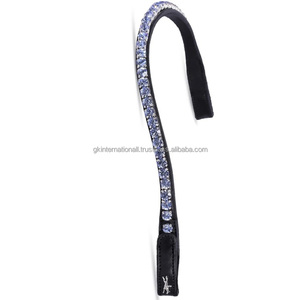 Elegante banda personalizada para cejas de caballo Cristales de primera calidad Diseños decorativos Elegante aspecto equino Banda para cejas de Carreras de Caballos de cuero - Product Image 5