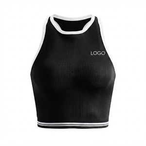 Débardeur côtelé sans couture pour femme, col rond, color block, respirant, pour fitness, yoga, tenue décontractée d'été - Product Image 3