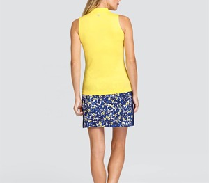 Polo sin mangas para mujer, color amarillo sólido, con cremallera frontal, informal, de punto, transpirable, deportivo - Product Image 5