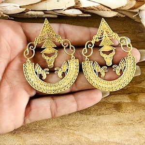 Nuevos Pendientes Boho con Diseño de Toro, Pendientes Tribales de Latón para Mujer, Chapados en Oro de 18k, Joyería de Filigrana con Motivos Animales para Venta al por Mayor/OEM/ODM - Product Image 5