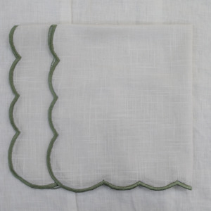Modern <b>Square</b> Scallop <b>Edge</b> Embroidered 100% European Flax Linen Napkins Set Reusable Eco-Friendly Wedding Table Decor Customized - Product Image 5