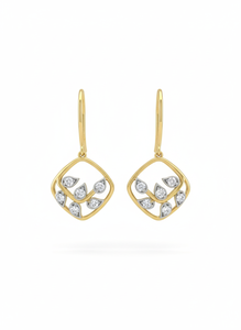 Pendientes Colgantes Redondos con Diamantes Chapados en Oro de 18K y 14K, Pendientes Geométricos con Forma de Hoja, Pendientes con Gancho de Alambre Francés, Joyería Fina para Mujer - Product Image 4