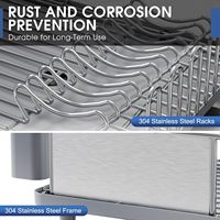 Égouttoir à vaisselle vertical en acier inoxydable 304 grande capacité avec drainage automatique, panier à couverts amovible et conception résistante à la rouille