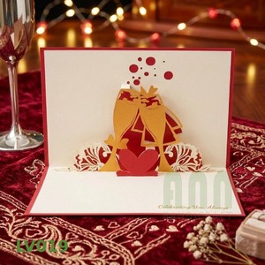 Carte d'invitation de mariage pop-up 3D en papier fait main avec enveloppe, découpée sur mesure, imprimée sur mesure, parfaite pour les couples, idéale pour la Saint-Valentin - Product Image 6